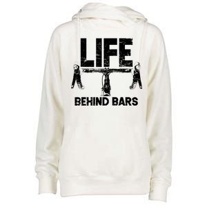 Life Behind Bars Bicycle  Womens Funnel Neck Pullover Hood