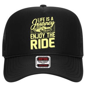 Life Is A Journey Enjoy The Ride Classic Car High Crown Mesh Back Trucker Hat