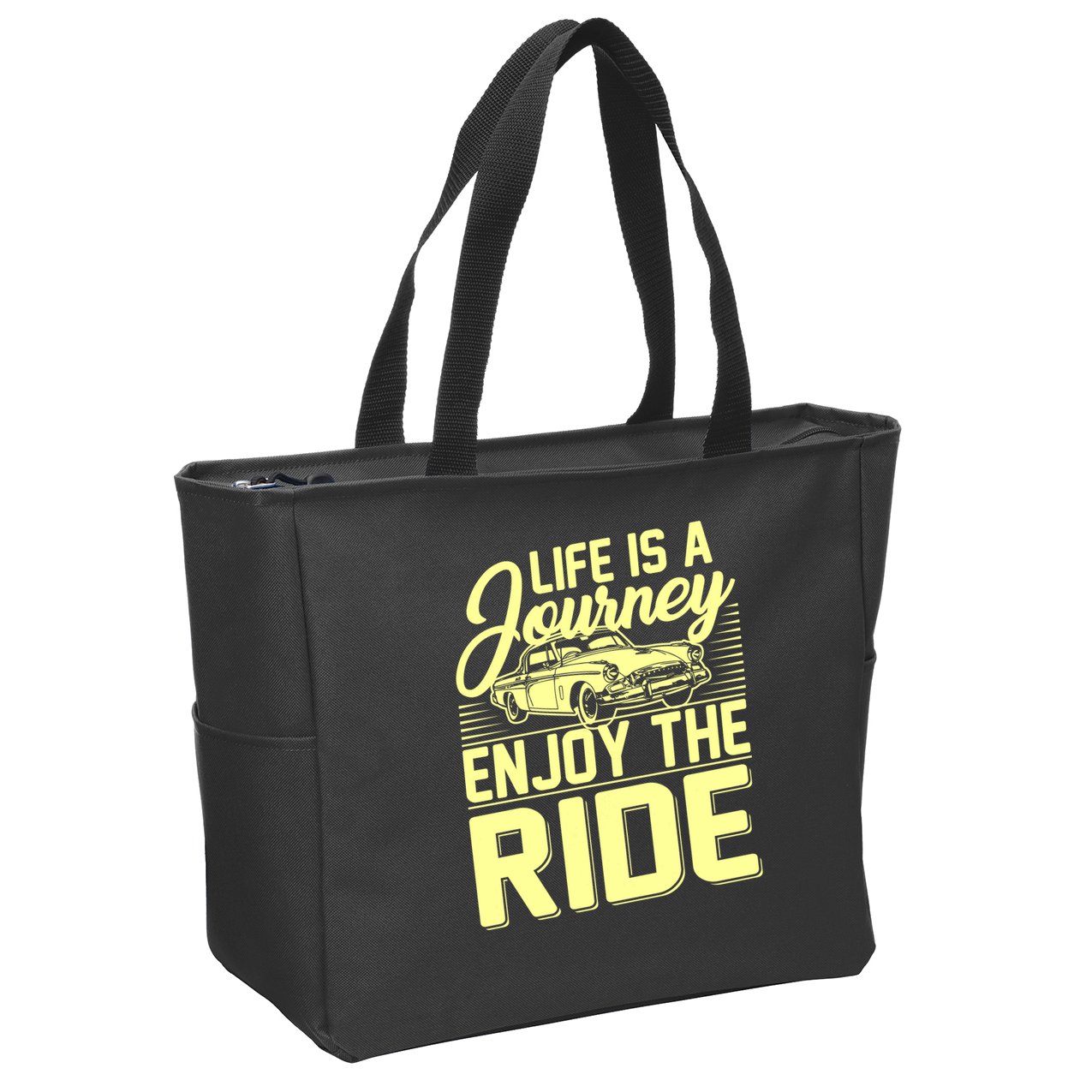 Life Is A Journey Enjoy The Ride Classic Car Zip Tote Bag