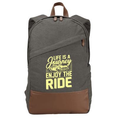 Life Is A Journey Enjoy The Ride Classic Car Cotton Canvas Backpack