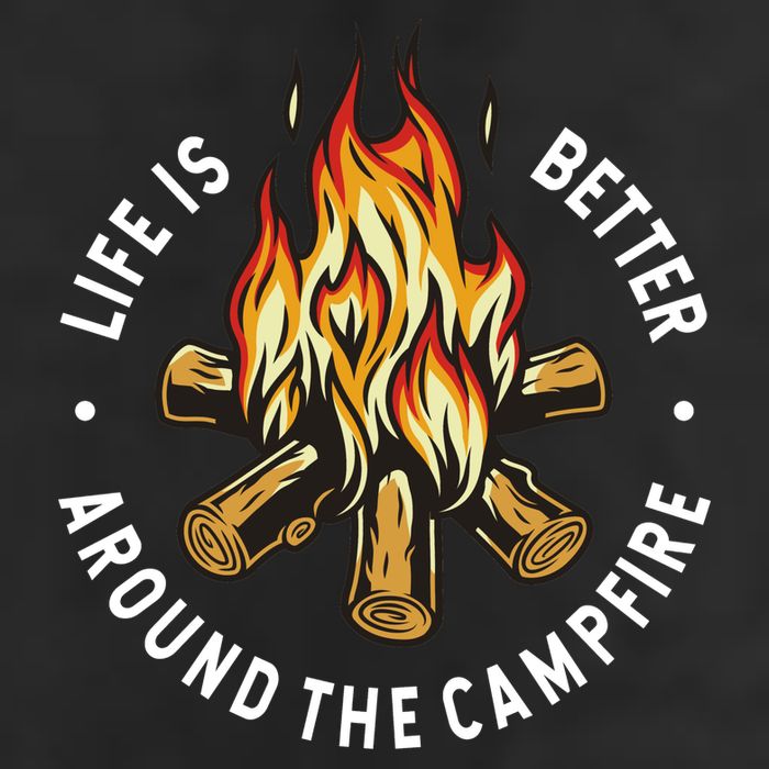Life Is Better Around The Campfire 7 Panel Mesh Trucker Snapback Hat
