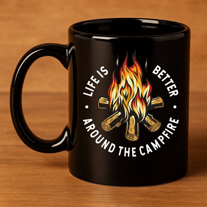 Life Is Better Around The Campfire 11oz C Handle Ceramic Mug
