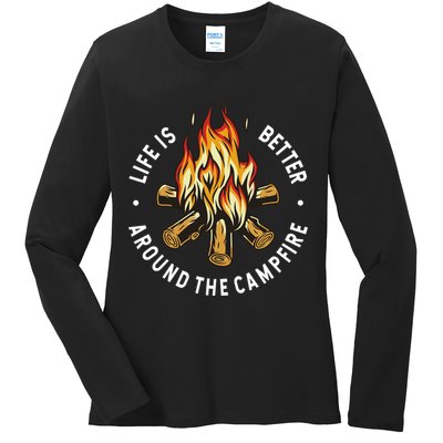 Life Is Better Around The Campfire Ladies Long Sleeve Shirt