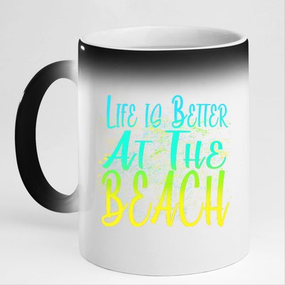 Life Is Better At The Beach 11oz Black Color Changing Mug