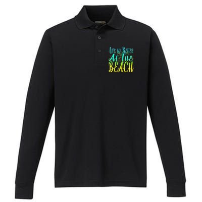 Life Is Better At The Beach Performance Long Sleeve Polo