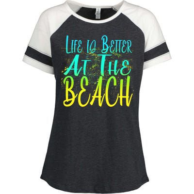 Life Is Better At The Beach Enza Ladies Jersey Colorblock Tee