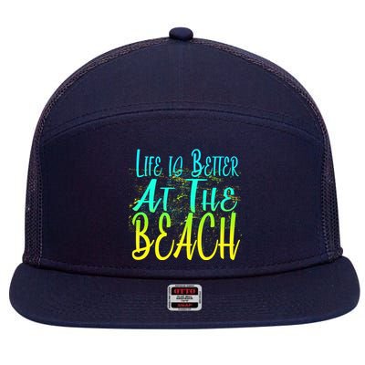 Life Is Better At The Beach 7 Panel Mesh Trucker Snapback Hat