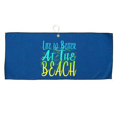 Life Is Better At The Beach Large Microfiber Waffle Golf Towel