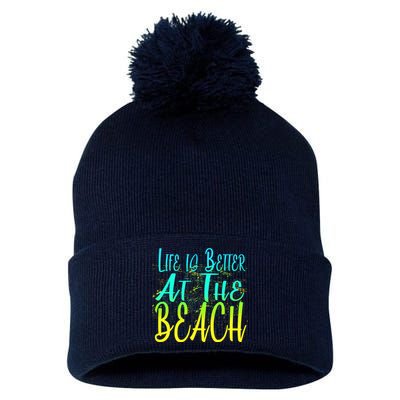 Life Is Better At The Beach Pom Pom 12in Knit Beanie