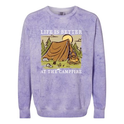 Life Is Better At The Campfire Colorblast Crewneck Sweatshirt