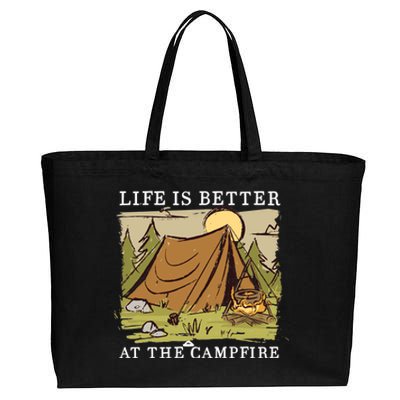 Life Is Better At The Campfire Cotton Canvas Jumbo Tote