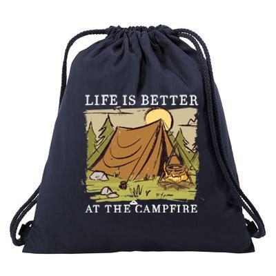 Life Is Better At The Campfire Drawstring Bag