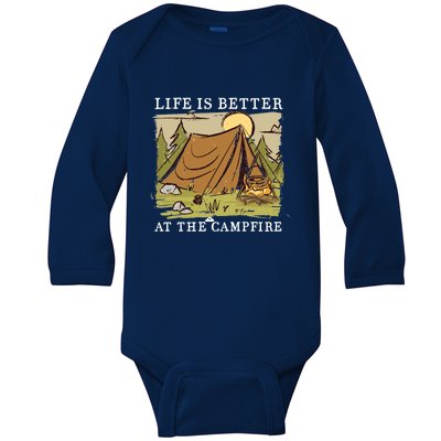 Life Is Better At The Campfire Baby Long Sleeve Bodysuit