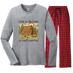 Life Is Better At The Campfire Women's Long Sleeve Flannel Pajama Set 