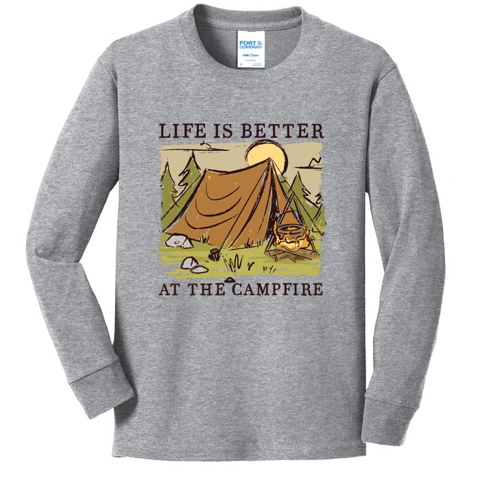 Life Is Better At The Campfire Kids Long Sleeve Shirt