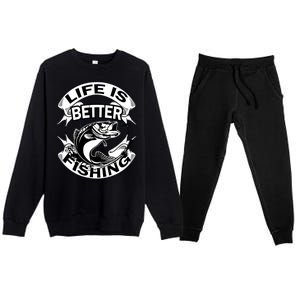 Life Is Better Fishing Premium Crewneck Sweatsuit Set