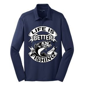 Life Is Better Fishing Silk Touch Performance Long Sleeve Polo