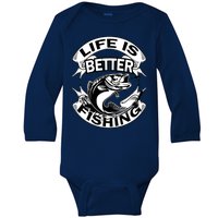 Life Is Better Fishing Baby Long Sleeve Bodysuit