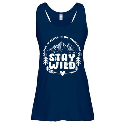 Life Is Better In The Mountains Stay Wild Ladies Essential Flowy Tank