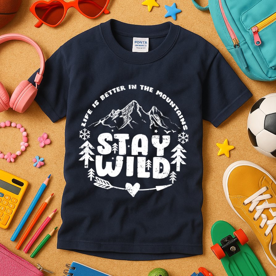 Life Is Better In The Mountains Stay Wild Kids T-Shirt