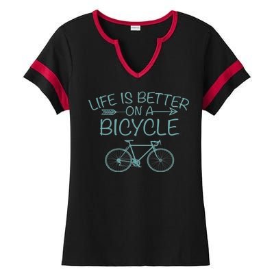 Life Is Better On A Bicycle Ladies Halftime Notch Neck Tee