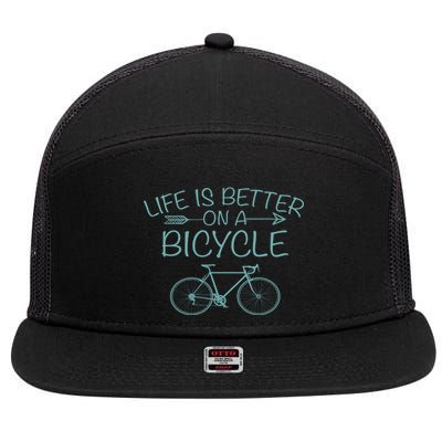 Life Is Better On A Bicycle 7 Panel Mesh Trucker Snapback Hat