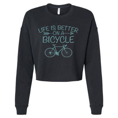 Life Is Better On A Bicycle Cropped Pullover Crew
