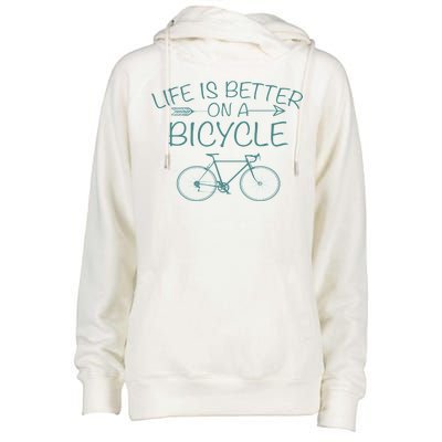 Life Is Better On A Bicycle Womens Funnel Neck Pullover Hood