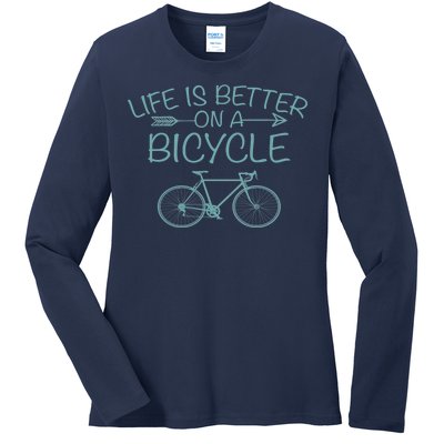 Life Is Better On A Bicycle Ladies Long Sleeve Shirt