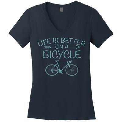 Life Is Better On A Bicycle Women's V-Neck T-Shirt