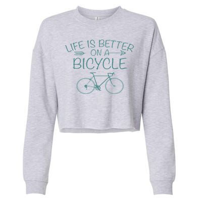 Life Is Better On A Bicycle Cropped Pullover Crew