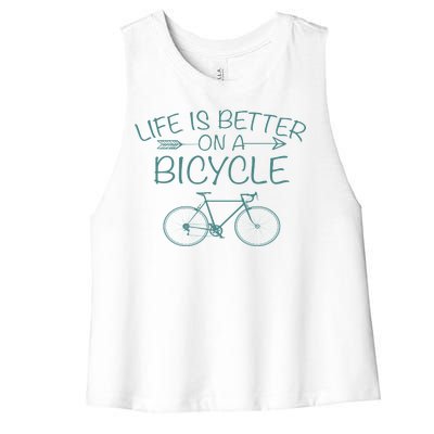 Life Is Better On A Bicycle Women's Racerback Cropped Tank