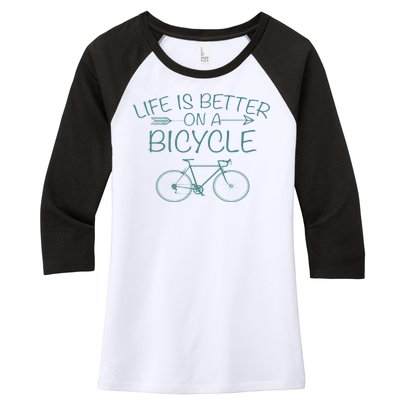 Life Is Better On A Bicycle Women's Tri-Blend 3/4-Sleeve Raglan Shirt