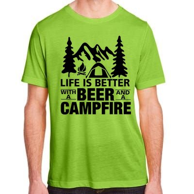 Life Is Better With A Beer And A Campfire Adult ChromaSoft Performance T-Shirt