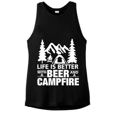 Life Is Better With A Beer And A Campfire Ladies PosiCharge Tri-Blend Wicking Tank