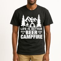 Life Is Better With A Beer And A Campfire Tall T-Shirt