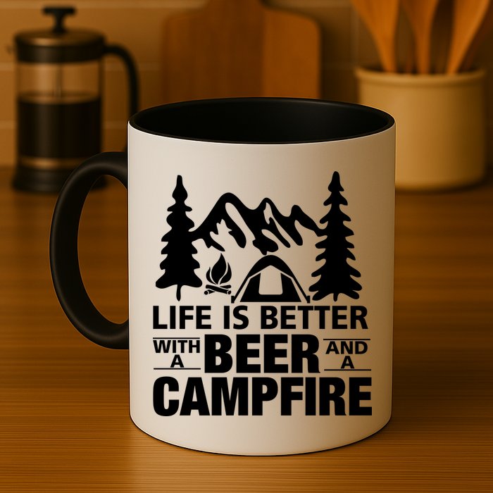 Life Is Better With A Beer And A Campfire Mug