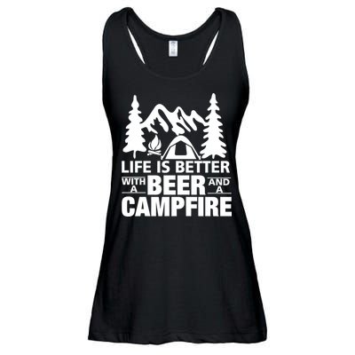 Life Is Better With A Beer And A Campfire Ladies Essential Flowy Tank