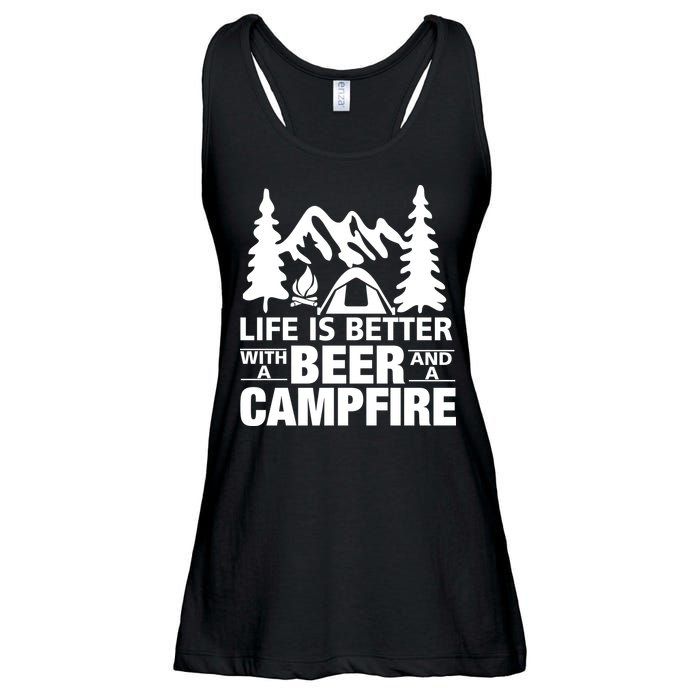 Life Is Better With A Beer And A Campfire Ladies Essential Flowy Tank
