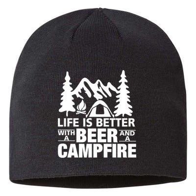 Life Is Better With A Beer And A Campfire Sustainable Beanie