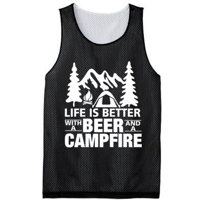 Life Is Better With A Beer And A Campfire Mesh Reversible Basketball Jersey Tank