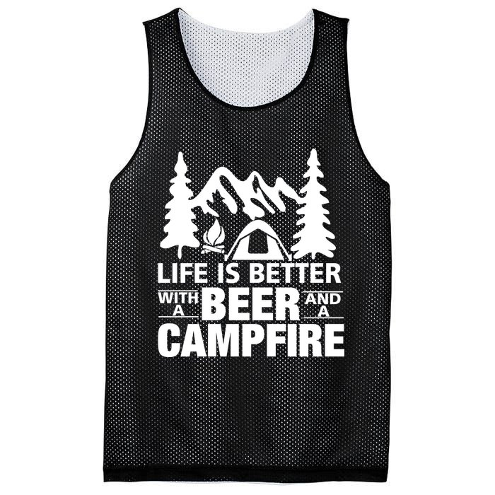 Life Is Better With A Beer And A Campfire Mesh Reversible Basketball Jersey Tank