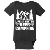 Life Is Better With A Beer And A Campfire Baby Bodysuit