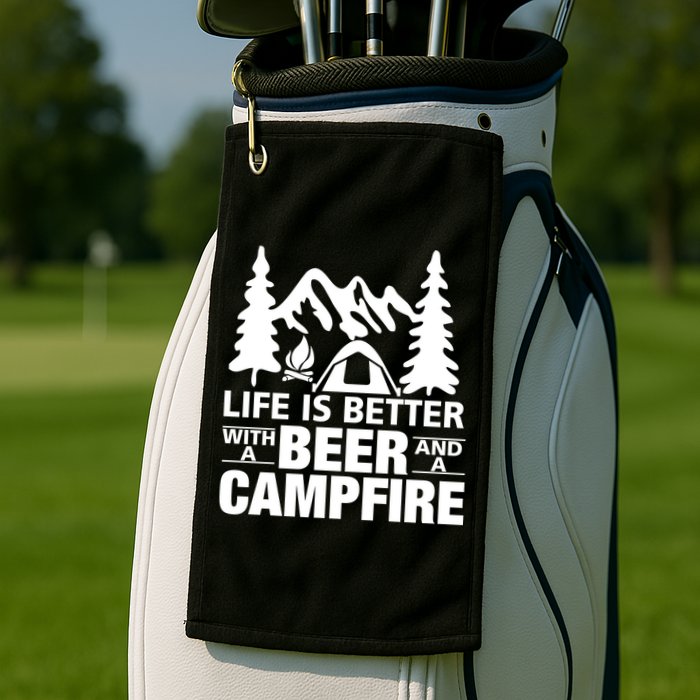 Life Is Better With A Beer And A Campfire Golf Towel