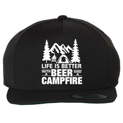 Life Is Better With A Beer And A Campfire Wool Snapback Cap