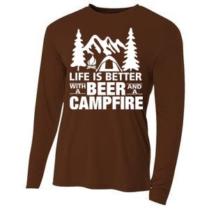 Life Is Better With A Beer And A Campfire Cooling Performance Long Sleeve Crew