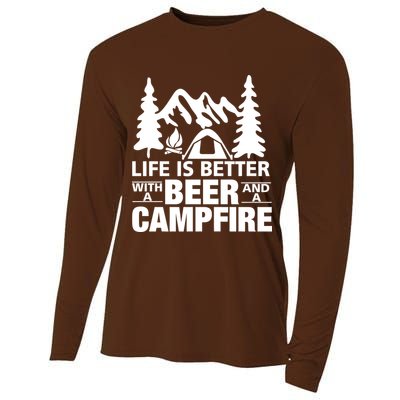 Life Is Better With A Beer And A Campfire Cooling Performance Long Sleeve Crew