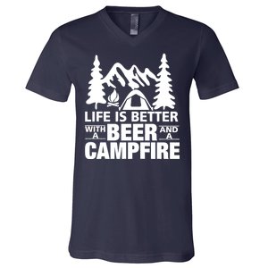 Life Is Better With A Beer And A Campfire V-Neck T-Shirt