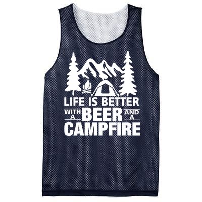 Life Is Better With A Beer And A Campfire Mesh Reversible Basketball Jersey Tank