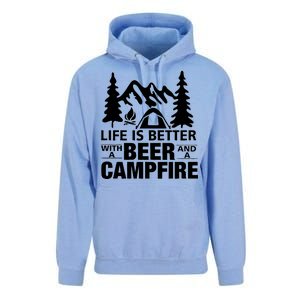 Life Is Better With A Beer And A Campfire Unisex Surf Hoodie